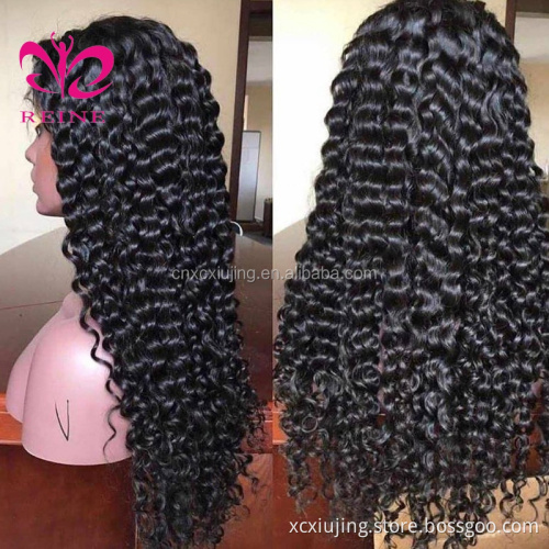 Curly Human Hair Wigs For Black Women Brazilian Remy Hair Fringe  Wig With Bangs Pre Plucked 8"-24"Inches Natural Black
